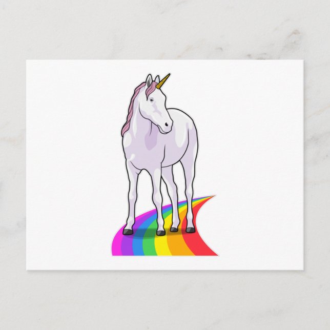 Einhorn mit Regenbogen Postkarte (Vorderseite)