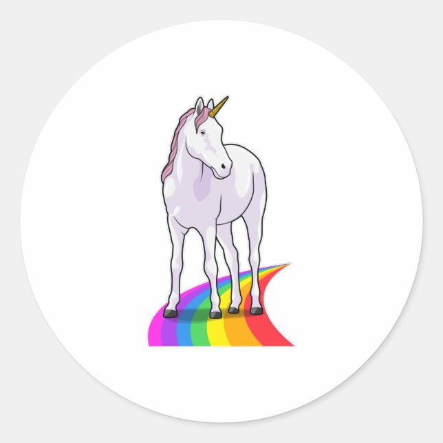 Einhorn mit Regenbogen Runder Aufkleber (Vorderseite)