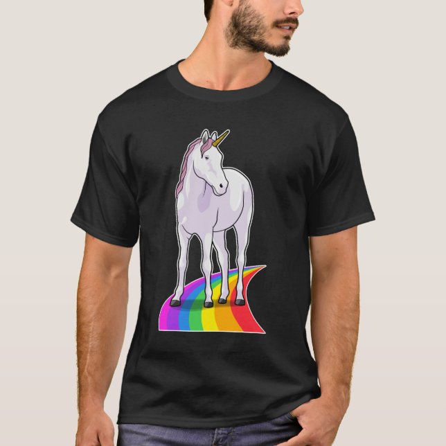 Einhorn mit Regenbogen T-Shirt (Vorderseite)