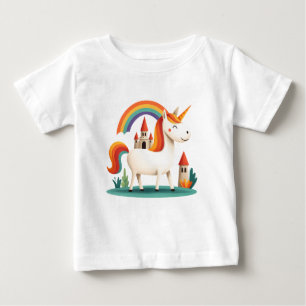Einhorn mit Regenbogen und Schloss – Süße Kinderge Baby T-shirt