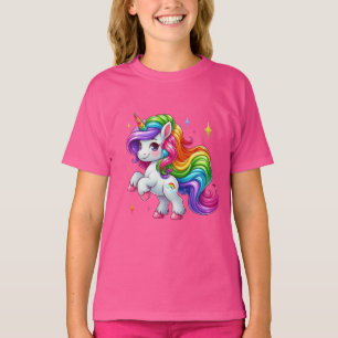 Einhorn mit Regenbogen und Wolken-Marke T-Shirt