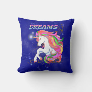 Einhorn mit Regenbogenmane, Fantasiekunst. Kissen