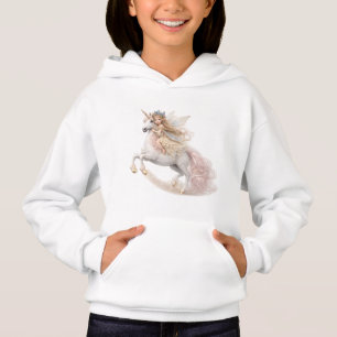 Einhorn mit rosa Mähne, auf dem eine Fee reitet Hoodie