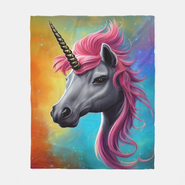 Einhorn mit rosa Mane Fleecedecke (Vorderseite)