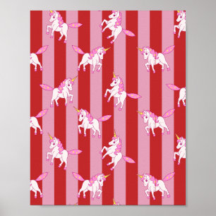 Einhorn mit rosa und roten Streifen Poster