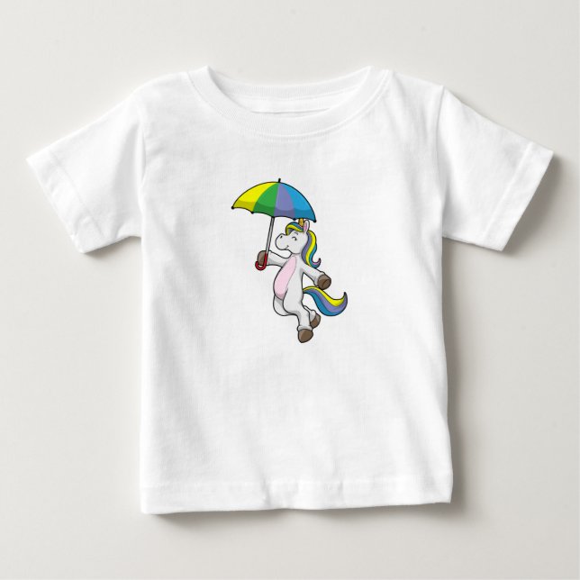 Einhorn mit Schirm Baby T-shirt (Vorderseite)