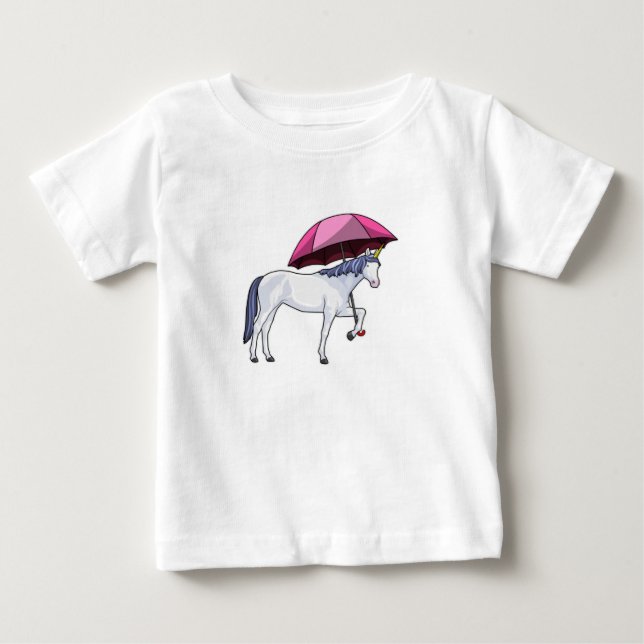 Einhorn mit Schirm Baby T-shirt (Vorderseite)