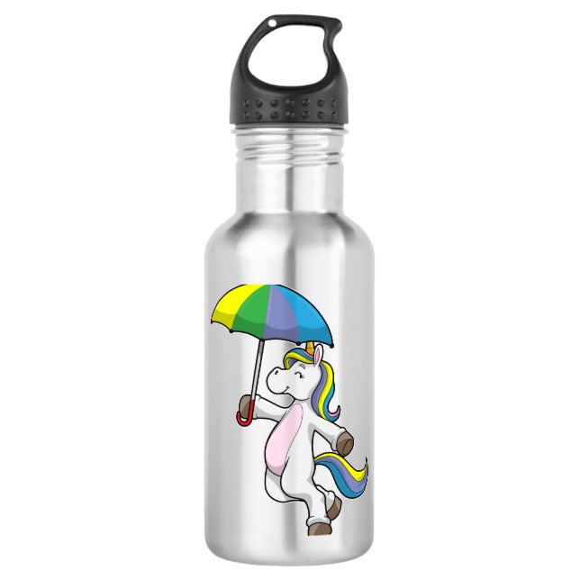 Einhorn mit Schirm Edelstahlflasche (Vorderseite)