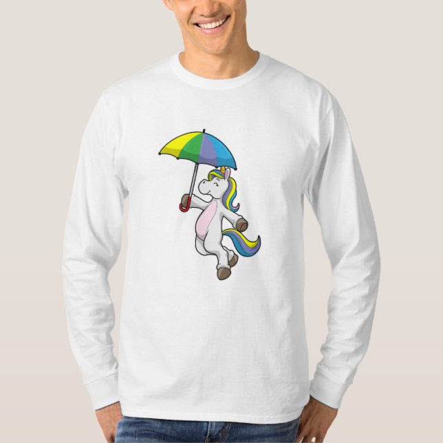 Einhorn mit Schirm T-Shirt (Vorderseite)