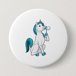 Einhorn mit Seifenblasen Button