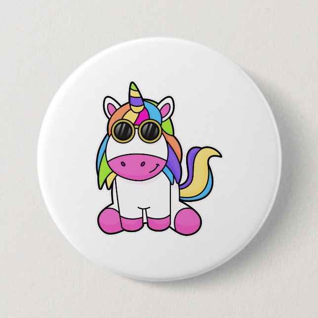 Einhorn mit Sonnenbrille Button (Vorderseite)