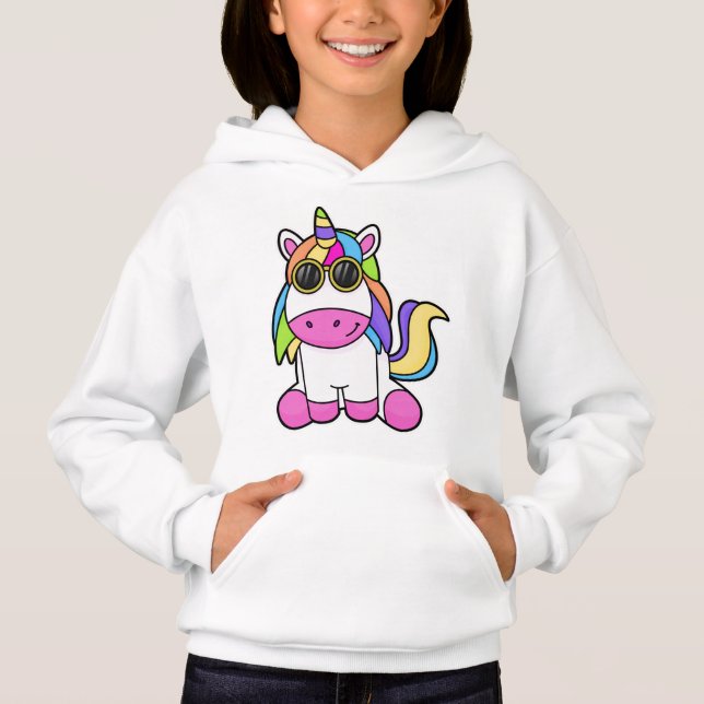 Einhorn mit Sonnenbrille Hoodie (Vorderseite)
