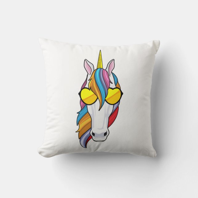 Einhorn mit Sonnenbrille Kissen (Vorderseite)