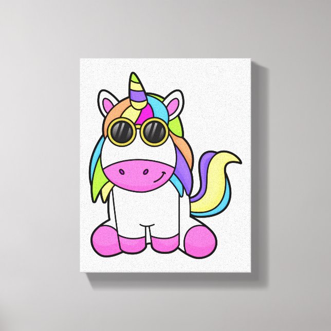 Einhorn mit Sonnenbrille Leinwanddruck (Vorderseite)