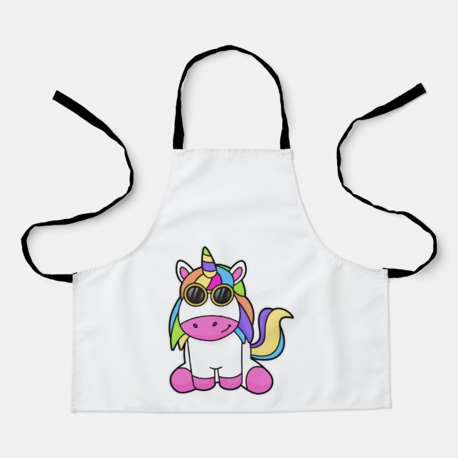 Einhorn mit Sonnenbrille Schürze (Vorderseite)