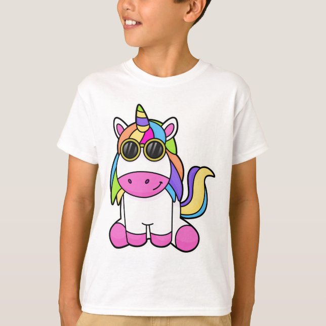 Einhorn mit Sonnenbrille T-Shirt (Vorderseite)