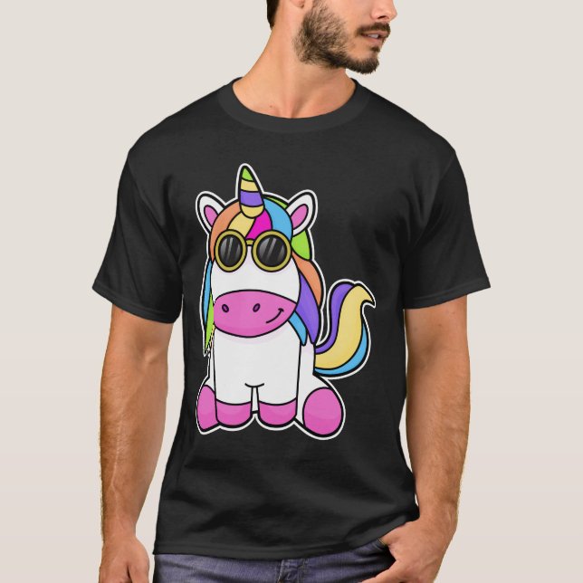 Einhorn mit Sonnenbrille T-Shirt (Vorderseite)
