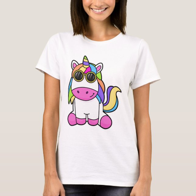 Einhorn mit Sonnenbrille T-Shirt (Vorderseite)