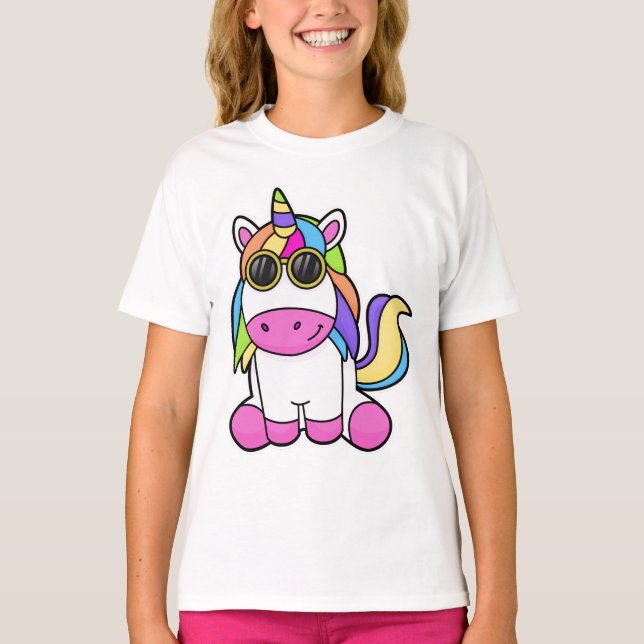 Einhorn mit Sonnenbrille T-Shirt (Vorderseite)