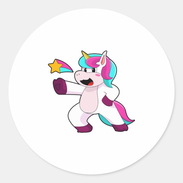 Einhorn mit Star Runder Aufkleber (Vorderseite)