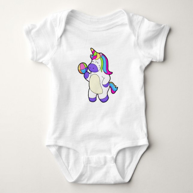 Einhorn mit Volleyball Baby Strampler (Vorderseite)
