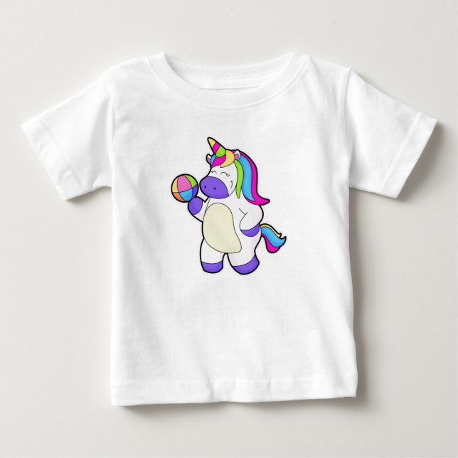 Einhorn mit Volleyball Baby T-shirt (Vorderseite)