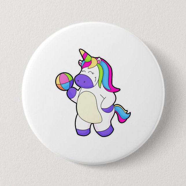 Einhorn mit Volleyball Button (Vorderseite)
