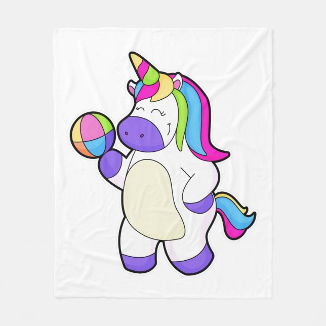 Einhorn mit Volleyball Fleecedecke (Vorderseite)