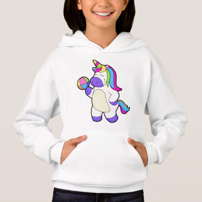 Einhorn mit Volleyball Hoodie (Vorderseite)