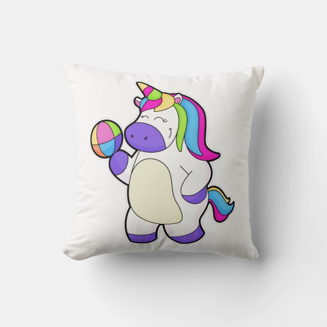 Einhorn mit Volleyball Kissen (Vorderseite)