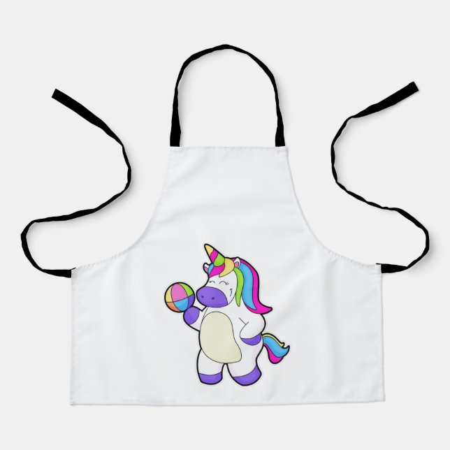 Einhorn mit Volleyball Schürze (Vorderseite)