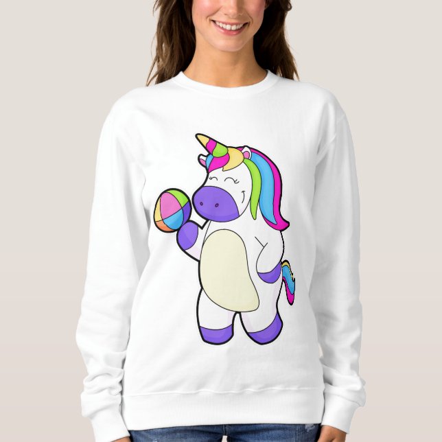 Einhorn mit Volleyball Sweatshirt (Vorderseite)