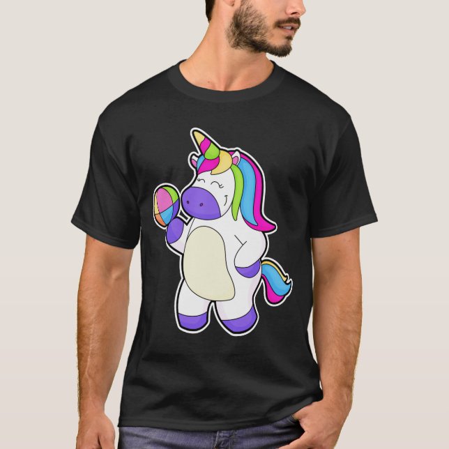 Einhorn mit Volleyball T-Shirt (Vorderseite)