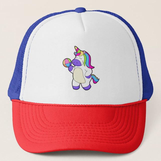 Einhorn mit Volleyball Truckerkappe (Vorderseite)
