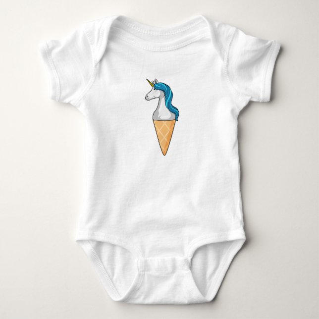 Einhorn mit Waffeleis Baby Strampler (Vorderseite)