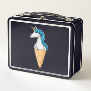 Einhorn mit Waffeleis Metall Brotdose