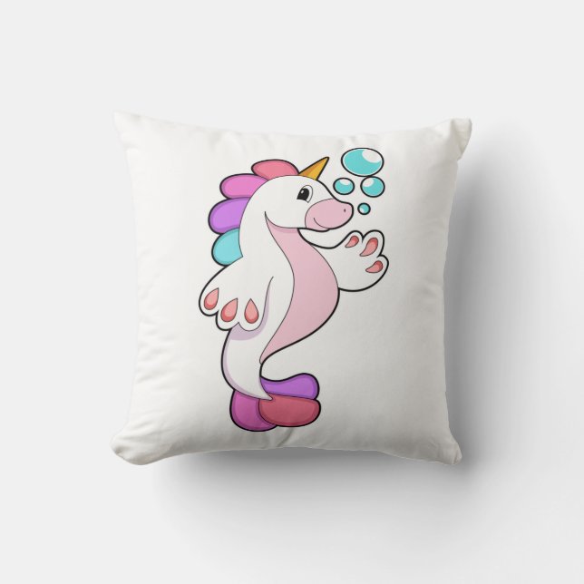 Einhorn mit Wasserblasen.PNG Kissen (Vorderseite)