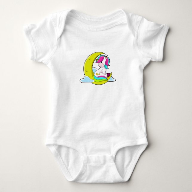 Einhorn mit Wolken und Mond Baby Strampler (Vorderseite)