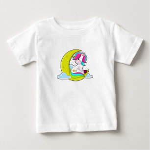 Einhorn mit Wolken und Mond Baby T-shirt