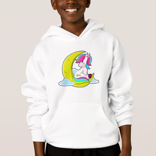 Einhorn mit Wolken und Mond Hoodie (Vorderseite)