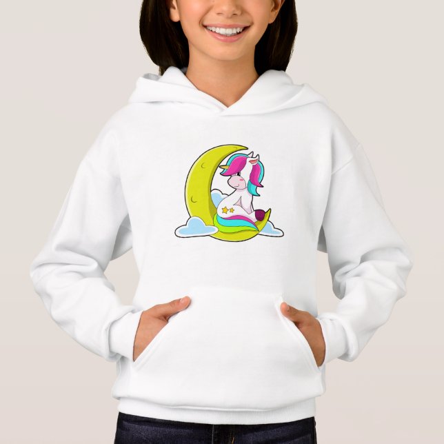 Einhorn mit Wolken und Mond Hoodie (Vorderseite)