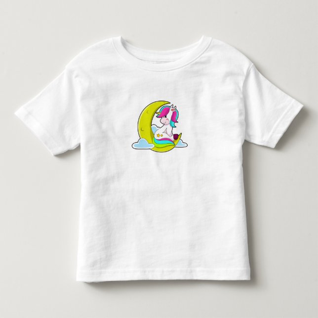 Einhorn mit Wolken und Mond Kleinkind T-shirt (Vorderseite)