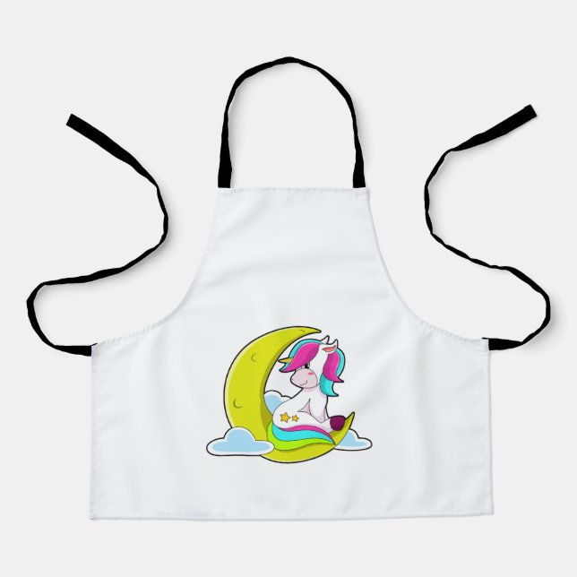 Einhorn mit Wolken und Mond Schürze (Vorderseite)