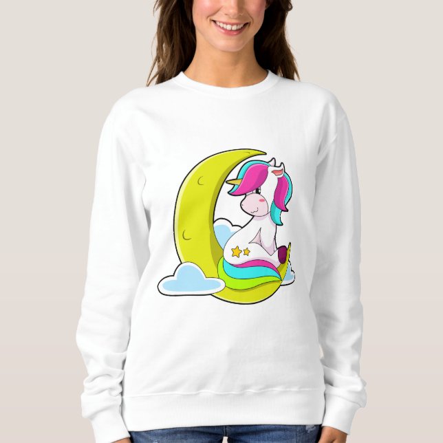 Einhorn mit Wolken und Mond Sweatshirt (Vorderseite)