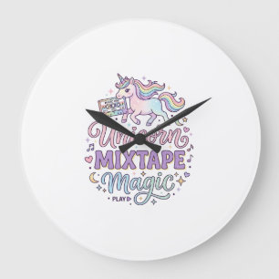 Einhorn-Mixtape-Magie-Anbetungswürdiger Aufkleber Große Wanduhr