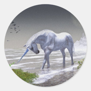 Einhorn-Mond Runder Aufkleber