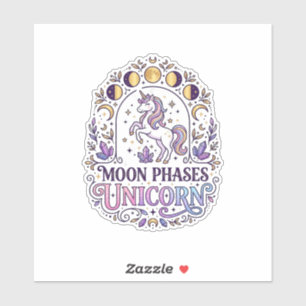Einhorn-Mondphasen-Einhorn-Weißer-Hintergrund-Shir Aufkleber