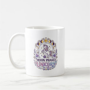 Einhorn-Mondphasen-Einhorn-Weißer-Hintergrund-Shir Kaffeetasse