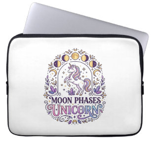 Einhorn-Mondphasen-Einhorn-Weißer-Hintergrund-Shir Laptopschutzhülle