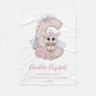 Einhorn-Monogramm Buchstabe C Rosa Baby-Mädchen-Ge Fleecedecke